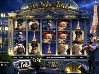 Интерфейс игрового автомата Ночь в Париже  