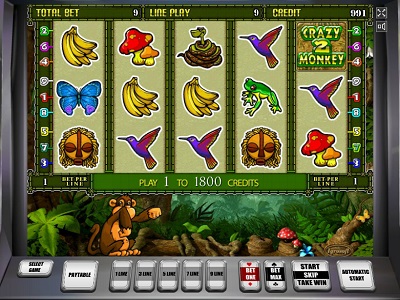 Интерфейс игрового автомата Crazy Monkey 2