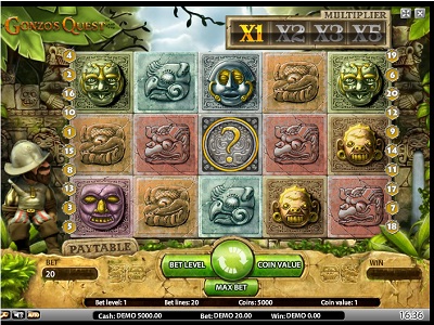 Интерфейс игрового автомата Gonzo Quest